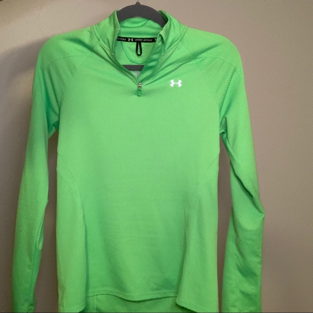 Under-armour green athletic shirt quarter zip